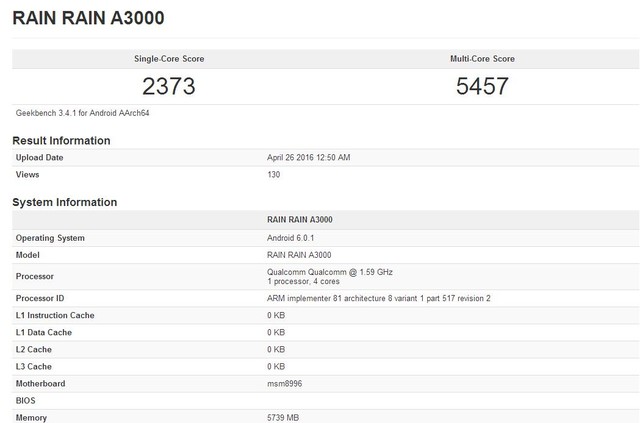6GB內(nèi)存+驍龍820 神秘新機(jī)現(xiàn)身Geekbench 