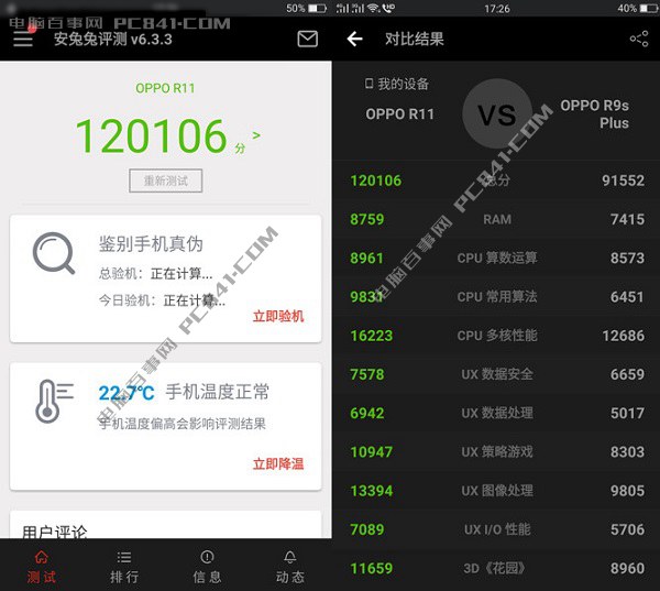 OPPO R11和OPPO R9s性能哪個(gè)好？安兔兔跑分對比