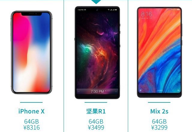小米MIX2S、堅果R1、iPhone X對比導購 國產旗艦對決蘋果