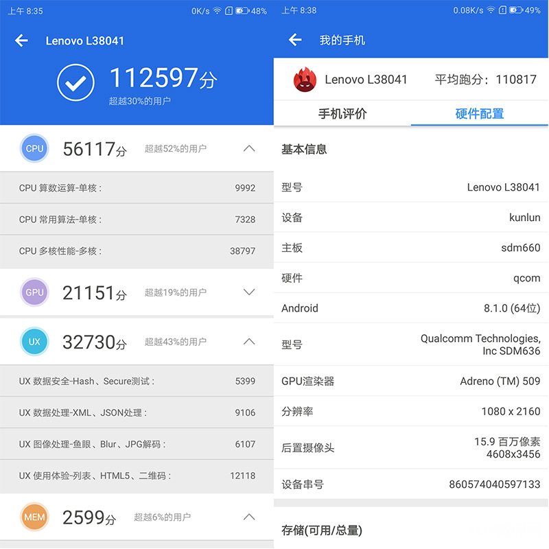聯(lián)想K5 Pro安兔兔跑分