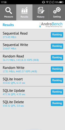 360手機N7 Lite閃存速度測試